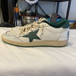 Golden Goose Ball Star sneakers white Napa leather,mat green leather star heel